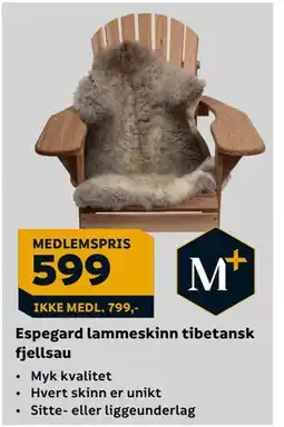 Megaflis Espegard lammeskinn tibetansk fjellsau, NOK 799, Medlemspris tilbud