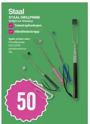 Sport Outlet STAAL GRILLPINNE, NOK 50 tilbud