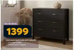 Megaflis Lind Leona kommode sort 3 skuffer, NOK 1399 tilbud