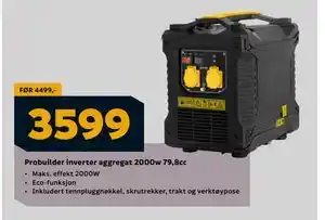 Megaflis Probuilder inverter aggregat 2000w 79,8cc, NOK 3599 tilbud