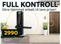 Megaflis Heimgard elektronisk smart dørlås m/fingeravtrykksleser sort, NOK 2990 tilbud