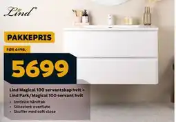 Megaflis Lind Magical 100 servantskap hvit + Lind Park/Magical 100 servant hvit, NOK 5699 tilbud