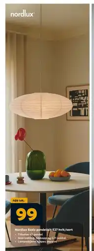 Megaflis Nordlux Basic pendel kit E27 hvit/sort, NOK 99 tilbud