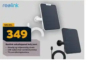 Megaflis Reolink solcellepanel hvit/sort, NOK 349 tilbud
