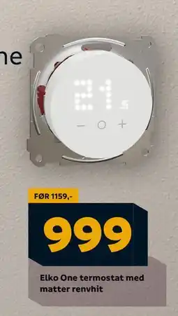 Megaflis Elko One termostat med matter renvhit, NOK 999 tilbud
