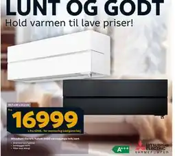 Megaflis Mitsubishi Electric Kaiteki 6600 varmepumpe hvit/sort tilbud