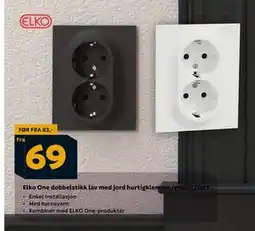 Megaflis Elko One dobbelstikk lav med jord hurtigklemme renhvit/sort tilbud