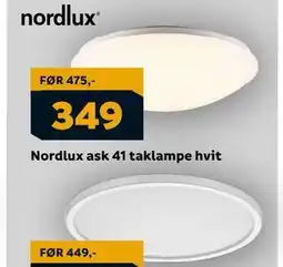 Megaflis Nordlux ask 41 taklampe hvit, NOK 349 tilbud