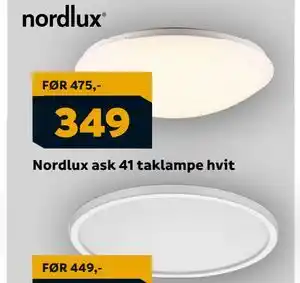 Megaflis Nordlux ask 41 taklampe hvit, NOK 349 tilbud