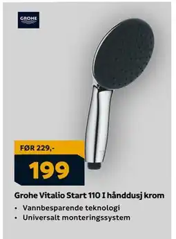 Megaflis Grohe Vitalio Start 110 I hånddusj krom, NOK 199 tilbud
