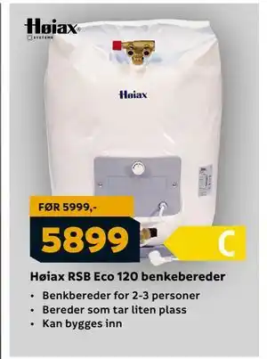 Megaflis Høiax RSB Eco 120 benkebereder, NOK 5899 tilbud