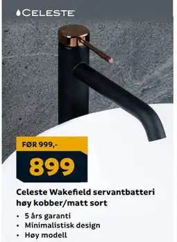 Megaflis Celeste Wakefield servantbatteri høy kobber/matt sort, NOK 899 tilbud