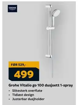 Megaflis Grohe Vitalio go 100 dusjsett 1-spray, NOK 499 tilbud
