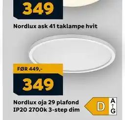 Megaflis Nordlux oja 29 plafond IP20 2700k 3-step dim, NOK 349 tilbud