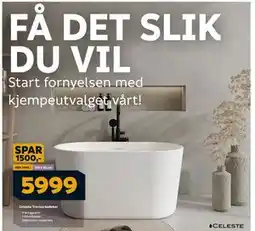 Megaflis Celeste Treviso badekar, NOK 5999 tilbud