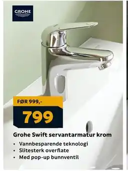 Megaflis Grohe Swift servantarmatur krom, NOK 799 tilbud