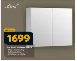 Megaflis Lind Select speilskap 80 hvit, NOK 1699 tilbud