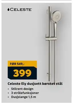 Megaflis Celeste Ely dusjsett børstet stål, NOK 399 tilbud