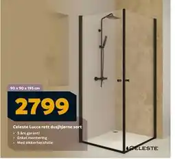 Megaflis Celeste Lucca rett dusjhjørne sort, NOK 2799 tilbud