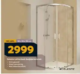 Megaflis Celeste Latina buet dusjhjørne krom, NOK 2999 tilbud