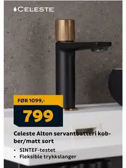 Megaflis Celeste Alton servantbatteri kobber/matt sort, NOK 799 tilbud