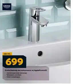 Megaflis Grohe Bauloop servantarmatur m/oppløftsventil, NOK 699 tilbud