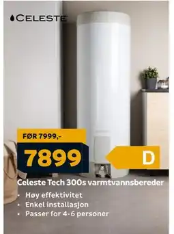 Megaflis Celeste Tech 300s varmtvannsbereder, NOK 7899 tilbud