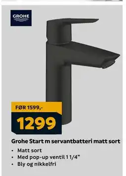 Megaflis Grohe Start m servantbatteri matt sort, NOK 1299 tilbud