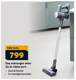 Megaflis Day støvsuger akku 22.2v 120w sort, NOK 799 tilbud