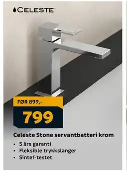 Megaflis Celeste Stone servantbatteri krom, NOK 799 tilbud