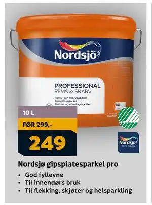 Megaflis Nordsjø gipsplatesparkel pro, NOK 249 tilbud