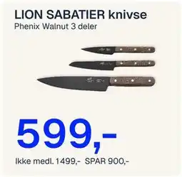Jernia LION SABATIER knivse, NOK 1499, Medlemspris tilbud