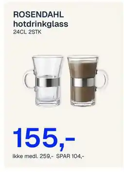 Jernia ROSENDAHL hotdrinkglas, NOK 259, Medlemspris tilbud