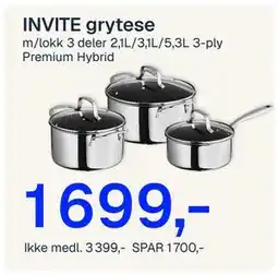 Jernia INVITE grytese, NOK 3399, Medlemspris tilbud