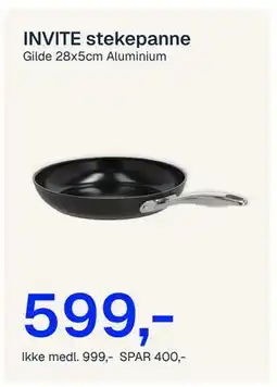 Jernia INVITE stekepanne, NOK 999, Medlemspris tilbud