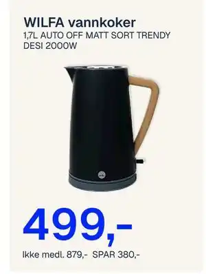 WILFA vannkoker, NOK 879, Medlemspris