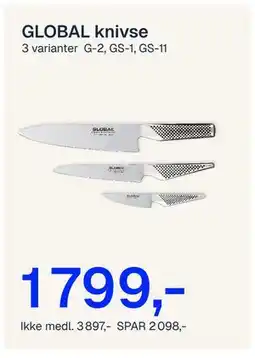 Jernia GLOBAL knivse, NOK 3897, Medlemspris tilbud