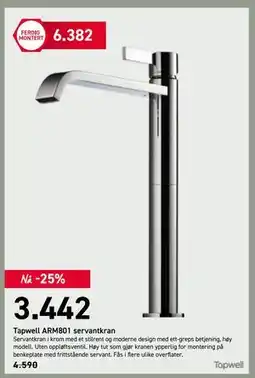 Comfort Tapwell ARM801 servantkran, NOK 3442 tilbud