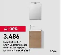 Comfort Møbelpakke 3-I-1 LAGA Baderomsmøbel med servant og speil, NOK 3486 tilbud