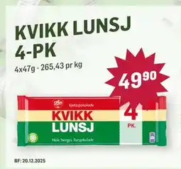 Holdbart KVIKK LUNSJ 4-PK, NOK 49.9 tilbud