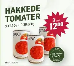 Holdbart HAKKEDE TOMATER, NOK 12 tilbud
