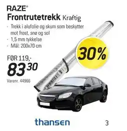 Thansen Frontrutetrekk, NOK 83.3 tilbud