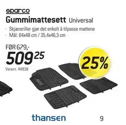 Thansen Gummimattesett, NOK 509.25 tilbud
