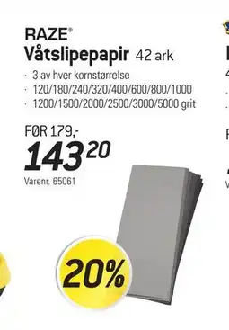 Thansen Våtslipepapir, NOK 143.2 tilbud