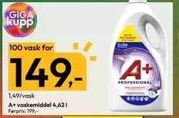 Gigaboks A+ vaskemiddel 4,62 l, NOK 149 tilbud