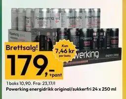 Gigaboks Powerking energidrikk original/sukkerfri 24 x 250 ml, NOK 179 tilbud
