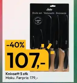 Gigaboks Knivsett 5 stk, NOK 107 tilbud