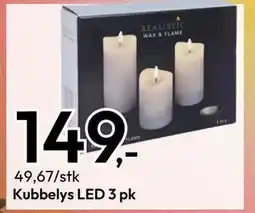 Gigaboks Kubbelys LED 3 pk, NOK 149 tilbud