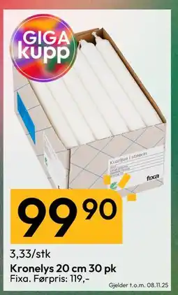 Gigaboks Kronelys 20 cm 30 pk, NOK 99.9 tilbud