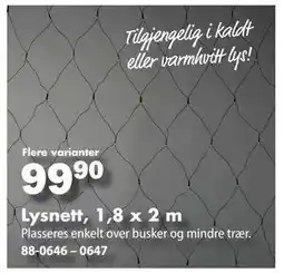 Biltema Lysnett, 1,8 x 2 m, NOK 99.9 tilbud